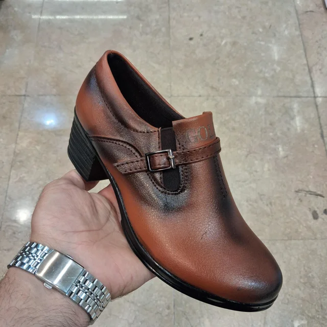 کفش رسمی زنانه سگک دار عسلی کد28154